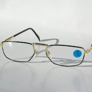 (NWT) True Vintage 90's Rectangle Metal Half Frame Reading Glasses
